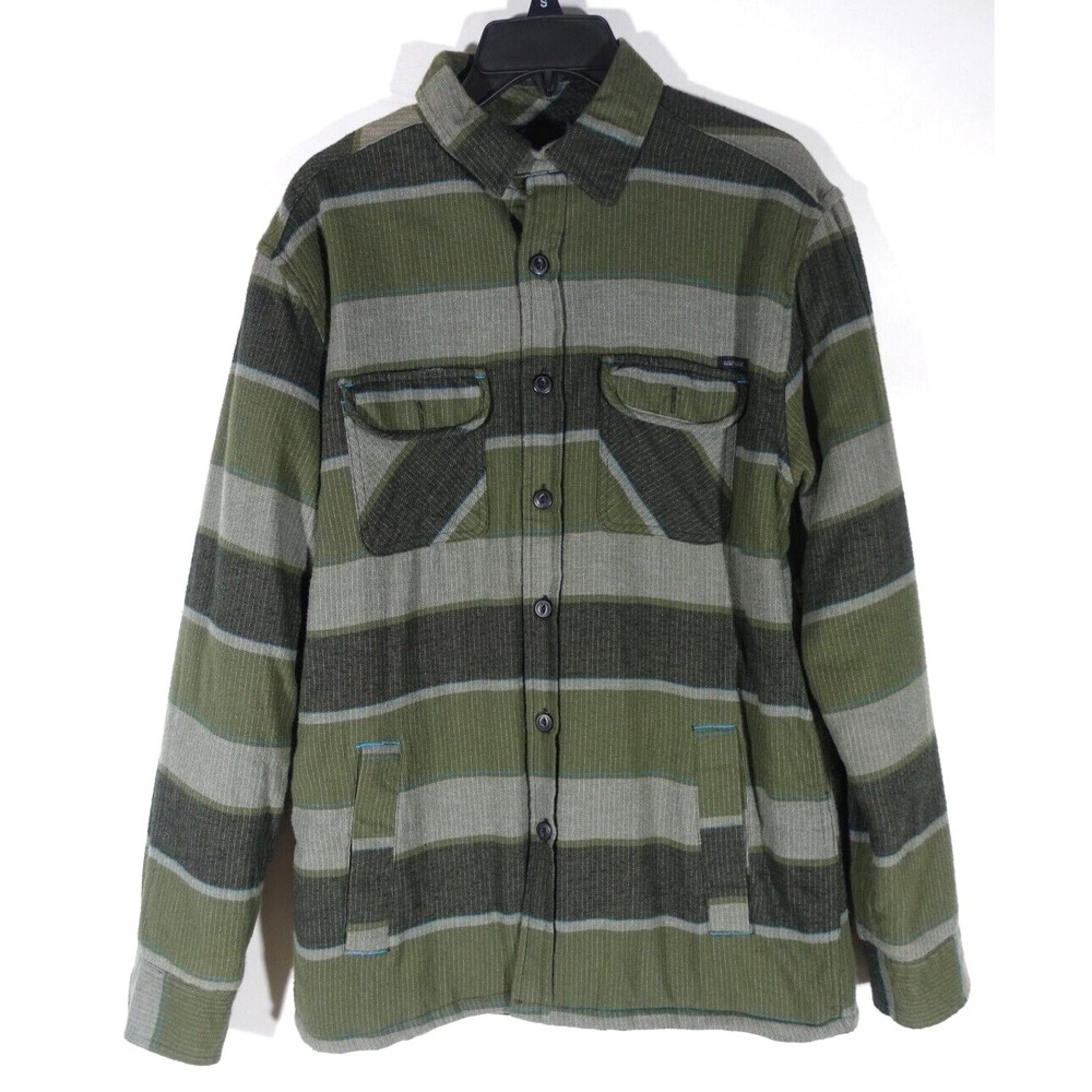 Amplify Quilted Flannel Shirt Jacket Men Small Striped Chest Pockets